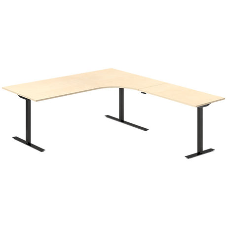 Hæve-sænkebord DNA, Birk 2000x2200 mm Højre 3-ben/Sort