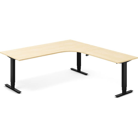 Hæve-sænkebord DNA, Birk 2000x2200 mm Højre 3-ben/Sort