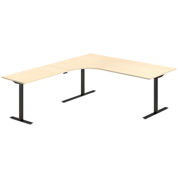 Hæve-sænkebord DNA, Birk 2000x2200 mm Venstre 3-ben/Sort