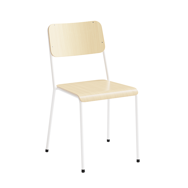 Stol HK, Ask finér og hvidt understel – image 1