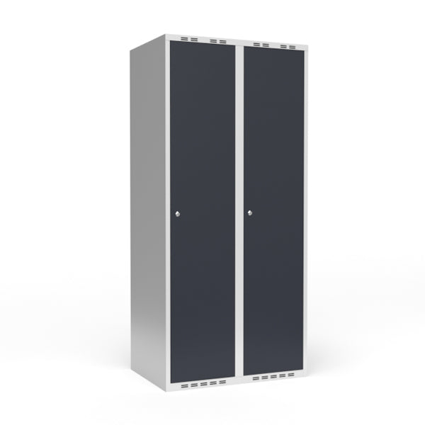 Garderobeskab 2x400 mm Lige tag 1 rum i højden Antracit dør Cylinderlås – image 1