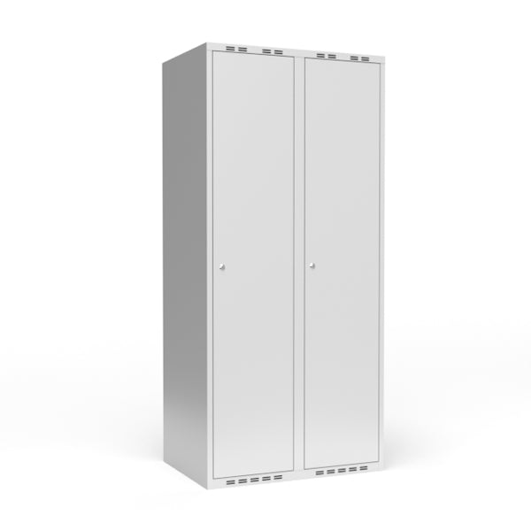 Sonesson Garderobeskab 2x400 mm m/lige tag, 1 rum i højden og lys grå dør m/cylinderlås – Garderobeskabe (billede 1)