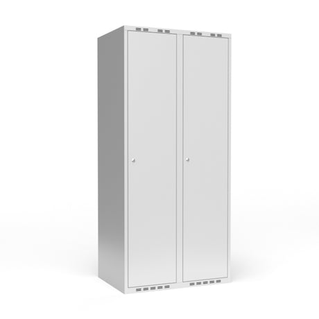 Garderobeskab 2x400 mm m/lige tag, 1 rum i højden og lys grå dør m/cylinderlås – image 1