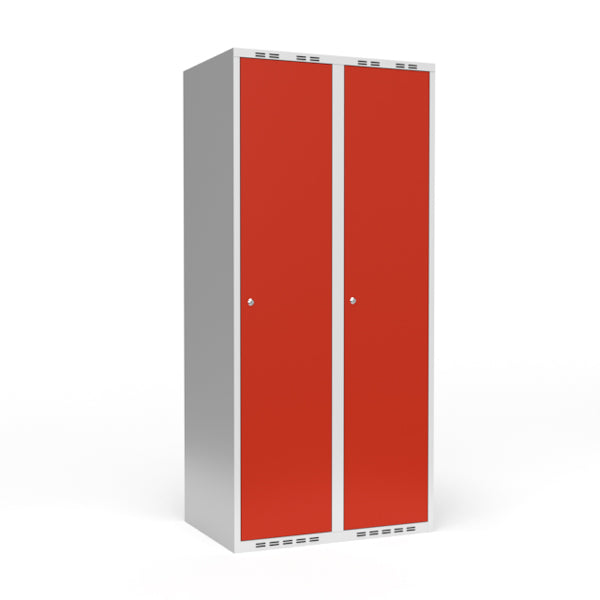 Garderobeskab 2x400 mm Lige tag 1 rum i højden Rød dør Cylinderlås – image 3