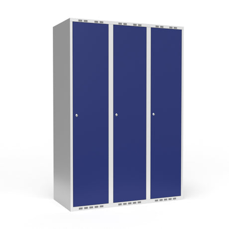 Garderobeskab 3x400 mm Lige tag 1 rum i højden Blå dør Cylinderlås – image 1