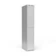 Garderobeskab 1x300 mm m/lige tag, 2 rum i højden og lys grå dør m/cylinderlås – image 1