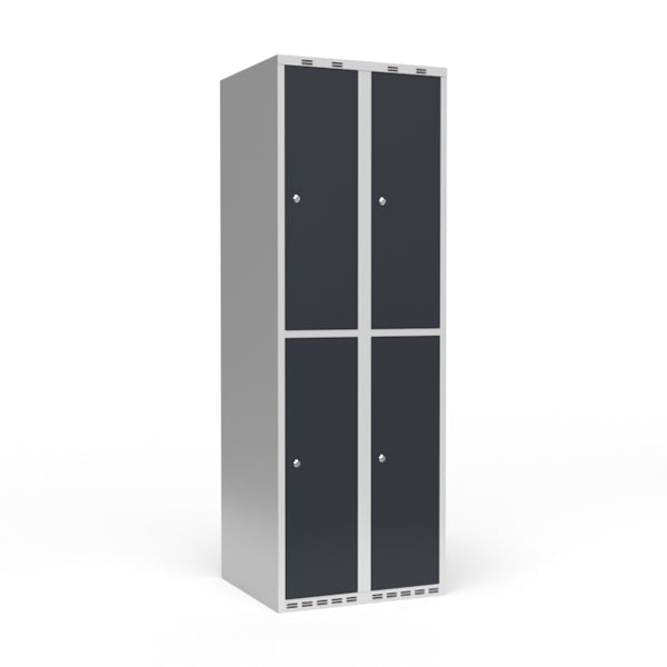 Garderobeskab 2x300 mm Lige tag 2 rum i højden Antracit dør Cylinderlås – image 1