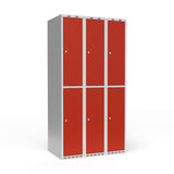 Garderobeskab 3x300 mm Lige tag 2 rum i højden Rød dør Cylinderlås – image 3
