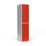 Garderobeskab 1x400 mm Lige tag 2 rum i højden Rød dør Cylinderlås – image 3