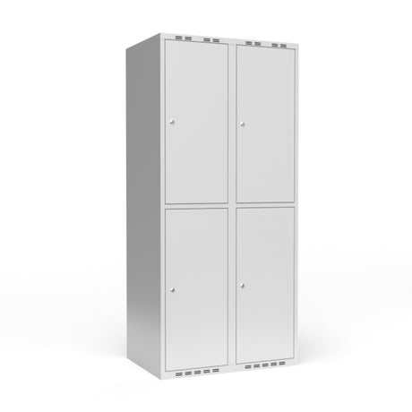 Garderobeskab 2x400 mm m/lige tag, 2 rum i højden og lys grå dør m/cylinderlås – image 3