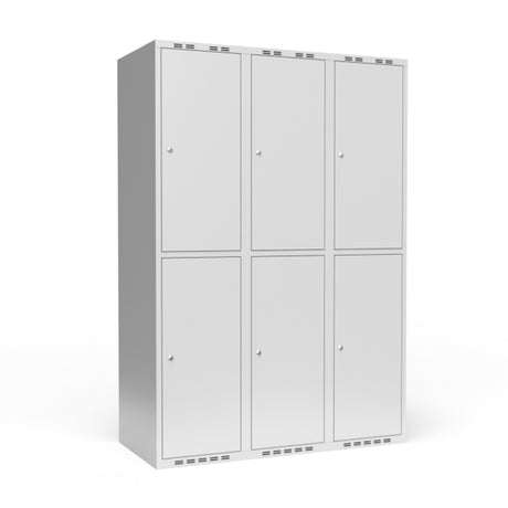 Sonesson Garderobeskab 3x400 mm m/lige tag, 2 rum i højden og lys grå dør m/cylinderlås – Garderobeskabe (billede 1)