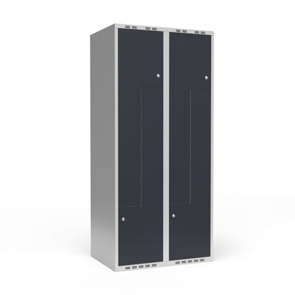 Sonesson Garderobeskab 2x400 mm Lige tag 2-delt søjle Z-dør Antracit dør Cylinderlås – Garderobeskabe (billede 1)