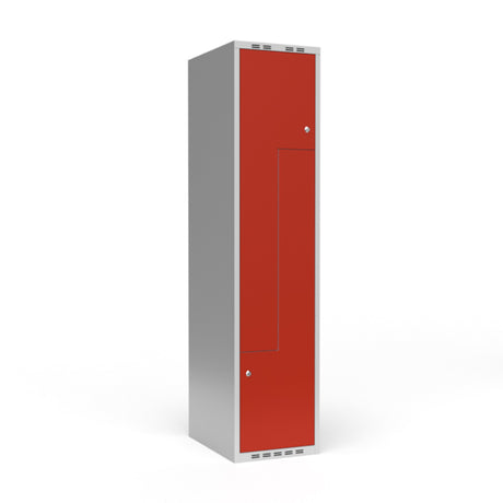 Sonesson Garderobeskab 1x400 mm Lige tag 2-delt søjle Z-dør Rød dør Cylinderlås – Garderobeskabe (billede 1)
