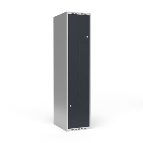 Sonesson Garderobeskab 1x400 mm Lige tag 2-delt søjle Z-dør Antracit dør Cylinderlås – Garderobeskabe (billede 1)