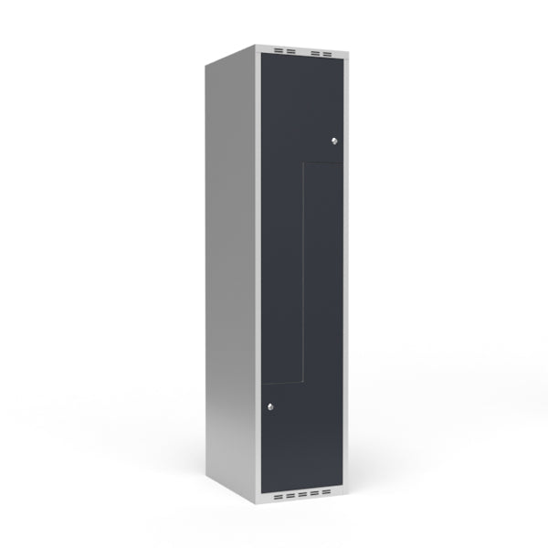 Sonesson Garderobeskab 1x400 mm Lige tag 2-delt søjle Z-dør Antracit dør Cylinderlås – Garderobeskabe (billede 1)