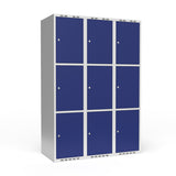 Garderobeskab 3x400 mm Lige tag 3 rum i højden Blå dør Cylinderlås – image 1