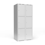 Sonesson Garderobeskab 2x400 mm m/lige tag, 3 rum i højden og lys grå dør m/cylinderlås – Garderobeskabe (billede 1)