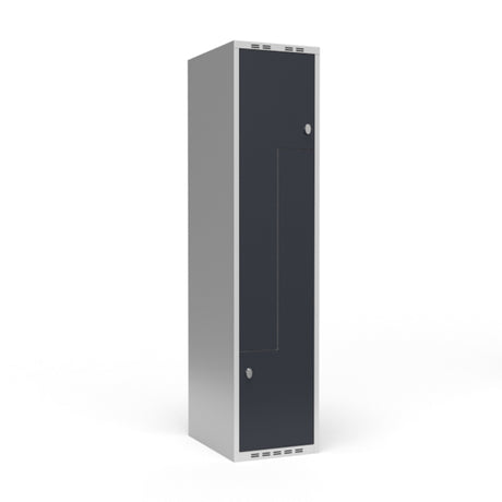 Sonesson Garderobeskab 1x400 mm Lige tag 2-delt søjle Z-dør Antracit dør Greb for hængelås – Garderobeskabe (billede 1)