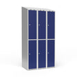 Sonesson Garderobeskab 3x300 mm Skråt tag 2 rum i højden Blå dør Cylinderlås – Garderobeskabe (billede 1)