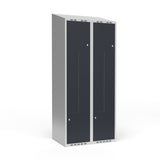 Garderobeskab 2x400 mm Skråt tag 2-delt søjle Z-dør Antracit dør Cylinderlås – image 3
