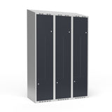 Garderobeskab 3x400 mm Skråt tag 2-delt søjle Z-dør Antracit dør Cylinderlås – image 1