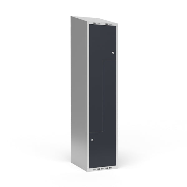 Garderobeskab 1x400 mm Skråt tag 2-delt søjle Z-dør Antracit dør Cylinderlås – image 3