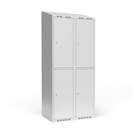 Sonesson Garderobeskab 2x400 mm m/skråt tag, 2 rum i højden og lys grå dør m/cylinderlås – Garderobeskabe (billede 1)