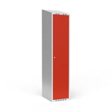 Garderobeskab 1x400 mm Skråt tag 1 rum i højden Rød dør Cylinderlås – image 1
