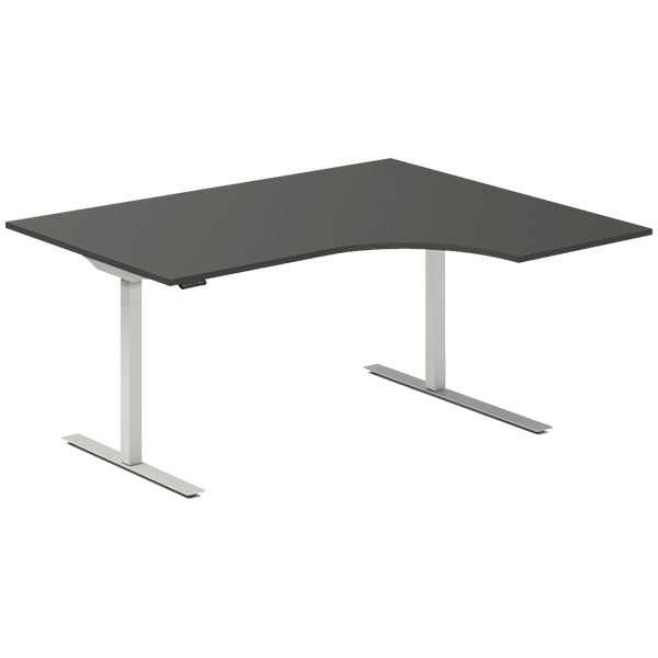 Hæve-sænkebord DNA, Antracit 1600x1200 mm Højre 2-ben/Alugrå