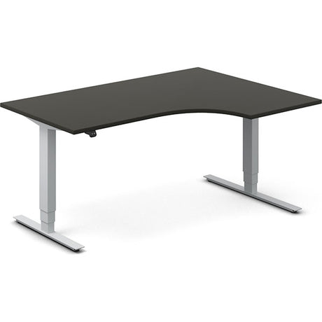 Ergoff Hæve-sænkebord DNA, Antracit 1600x1200 mm Højre 2-ben/Alugrå – Hæve/sænkeborde
