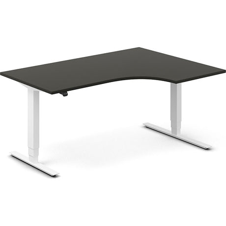 Ergoff Hæve-sænkebord DNA, Antracit 1600x1200 mm Højre 2-ben/Hvid – Hæve/sænkeborde