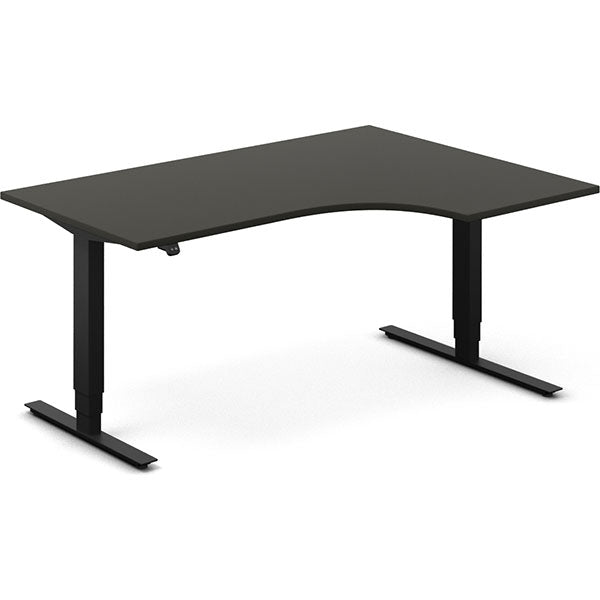 Ergoff Hæve-sænkebord DNA, Antracit 1600x1200 mm Højre 2-ben/Sort – Hæve/sænkeborde