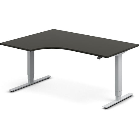 Ergoff Hæve-sænkebord DNA, Antracit 1600x1200 mm Venstre 2-ben/Alugrå – Hæve/sænkeborde
