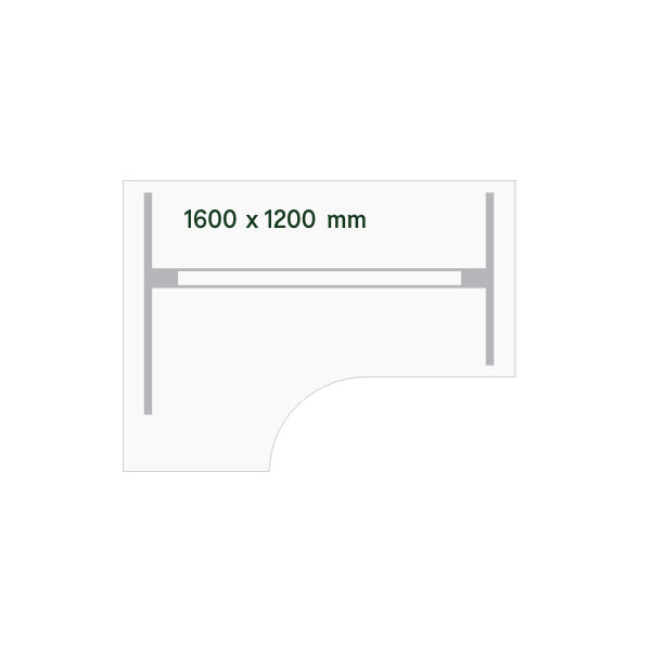 Hæve-sænkebord DNA, Antracit 1600x1200 mm Venstre 2-ben/Hvid