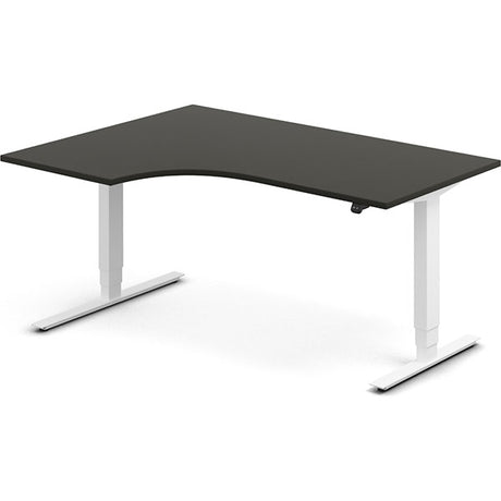 Ergoff Hæve-sænkebord DNA, Antracit 1600x1200 mm Venstre 2-ben/Hvid – Hæve/sænkeborde