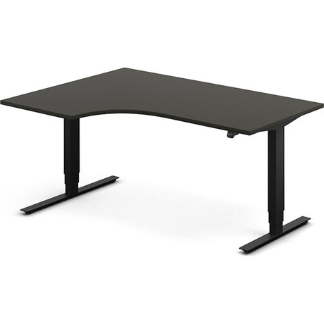 Ergoff Hæve-sænkebord DNA, Antracit 1600x1200 mm Venstre 2-ben/Sort – Hæve/sænkeborde