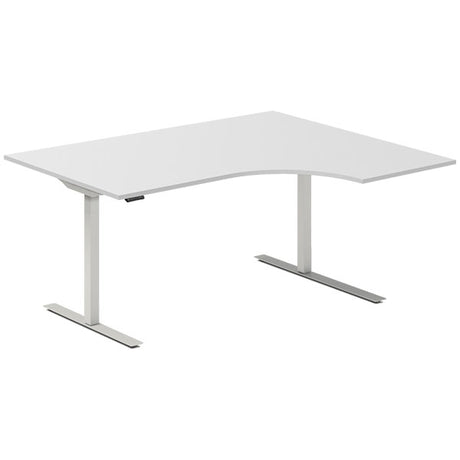 Hæve-sænkebord DNA, Lysgrå 1600x1200 mm Højre 2-ben/Alugrå
