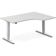Ergoff Hæve-sænkebord DNA, Lysgrå 1600x1200 mm Højre 2-ben/Alugrå – Hæve/sænkeborde