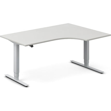 Ergoff Hæve-sænkebord DNA, Lysgrå 1600x1200 mm Højre 2-ben/Alugrå – Hæve/sænkeborde
