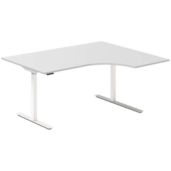 Hæve-sænkebord DNA, Lysgrå 1600x1200 mm Højre 2-ben/Hvid