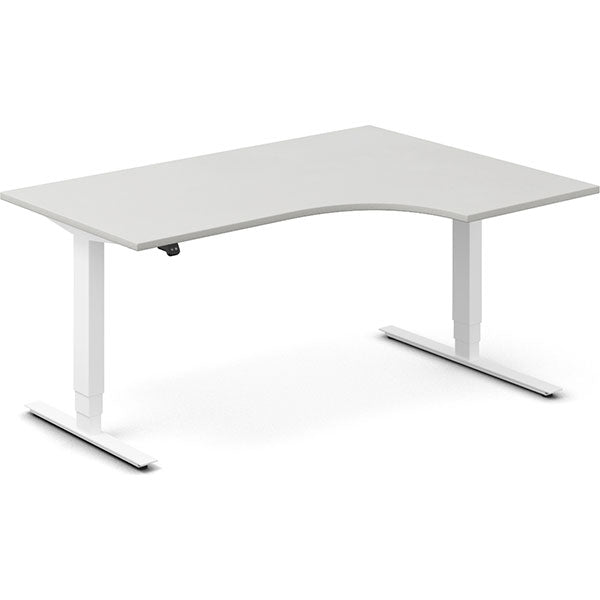 Ergoff Hæve-sænkebord DNA, Lysgrå 1600x1200 mm Højre 2-ben/Hvid – Hæve/sænkeborde