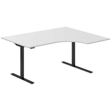 Hæve-sænkebord DNA, Lysgrå 1600x1200 mm Højre 2-ben/Sort