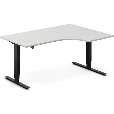 Hæve-sænkebord DNA, Lysgrå 1600x1200 mm Højre 2-ben/Sort