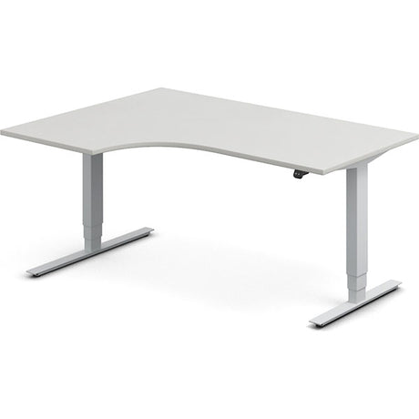 Ergoff Hæve-sænkebord DNA, Lysgrå 1600x1200 mm Venstre 2-ben/Alugrå – Hæve/sænkeborde