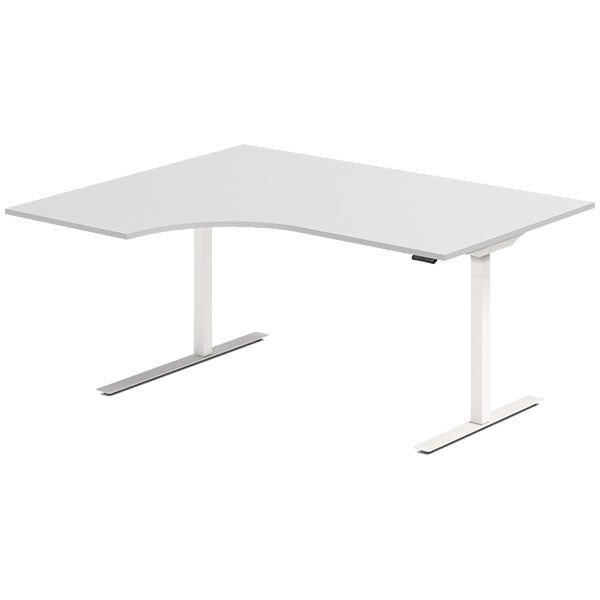Hæve-sænkebord DNA, Lysgrå 1600x1200 mm Venstre 2-ben/Hvid
