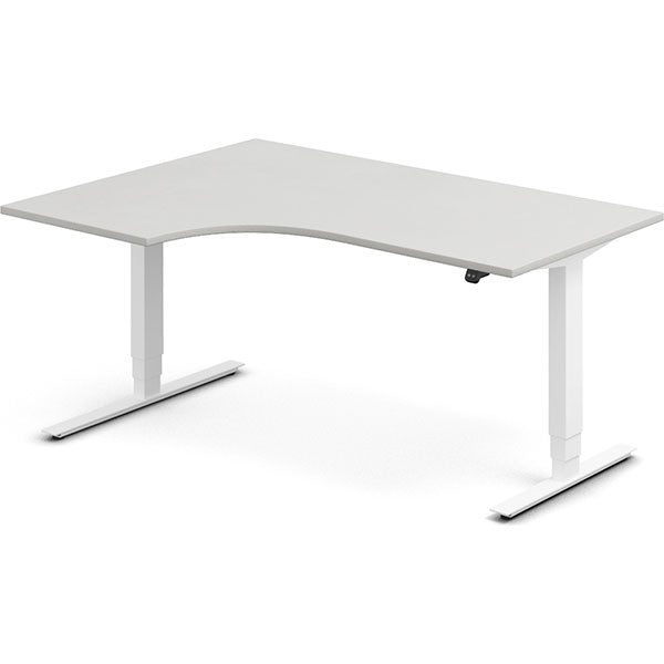 Ergoff Hæve-sænkebord DNA, Lysgrå 1600x1200 mm Venstre 2-ben/Hvid – Hæve/sænkeborde