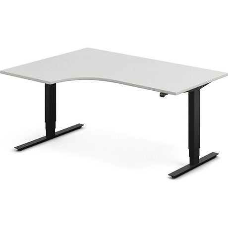 Ergoff Hæve-sænkebord DNA, Lysgrå 1600x1200 mm Venstre 2-ben/Sort – Hæve/sænkeborde