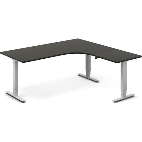 Ergoff Hæve-sænkebord DNA, Antracit 1800x1800 mm Højre 3-ben/Alugrå – Hæve/sænkeborde