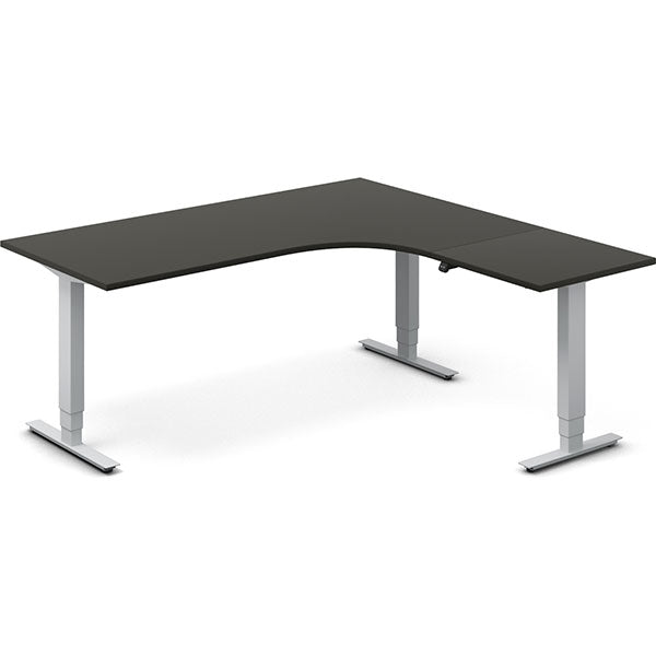 Ergoff Hæve-sænkebord DNA, Antracit 1800x1800 mm Højre 3-ben/Alugrå – Hæve/sænkeborde