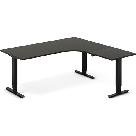 Ergoff Hæve-sænkebord DNA, Antracit 1800x1800 mm Højre 3-ben/Sort – Hæve/sænkeborde